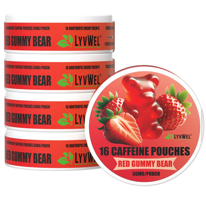 LyvWel Energy Pouches (Red Gummy Bear 56mg) 5 PACK