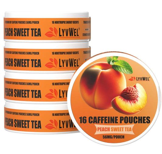 LyvWel Energy Pouches (Peach Sweet Tea 56mg) 5 PACK